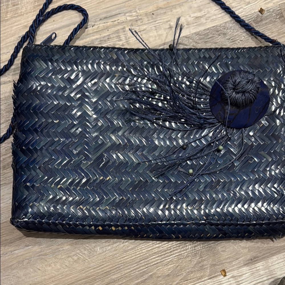 Elegant Navy Woven Clutch